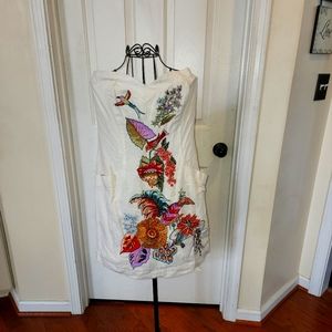 NWOT French Connection Denim Strapless Linen Mini Dress